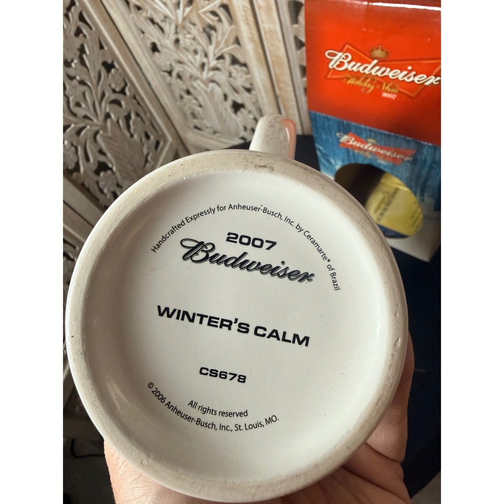 Budweiser 2007 Holiday Stein Winter's Calm Clydesdale Ceramic Beer Mug with Box - Picture 10 of 11